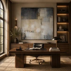 Stone Grid Abstract Wall Art room scene 2 | Oildeco