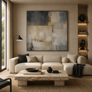 Stone Grid Abstract Wall Art room scene 3 | Oildeco