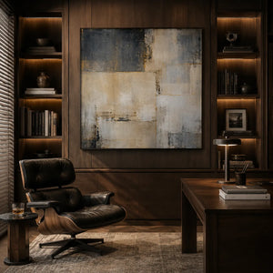 Stone Grid Abstract Wall Art room scene 5 | Oildeco