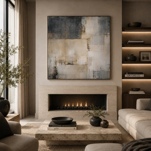 Stone Grid Abstract Wall Art room scene 6 | Oildeco