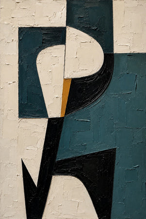Original artwork view of Teal Profile Abstract Wall Art | Oildeco