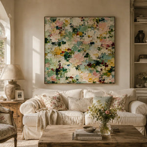 Pastel Meadow Floral Wall Art room scene 3 | Oildeco