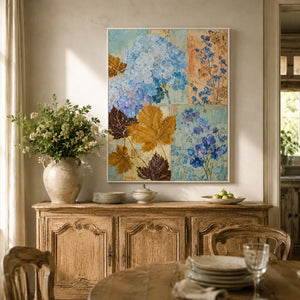 Blue Hydrangea Botanical Wall Art artwork view | Oildeco