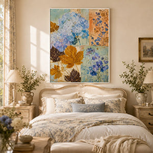 Blue Hydrangea Botanical Wall Art room scene 5 | Oildeco