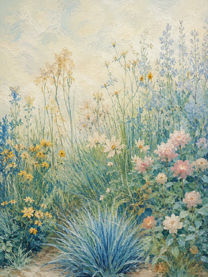 Blue Meadow Botanical Wall Art room scene 2 | Oildeco