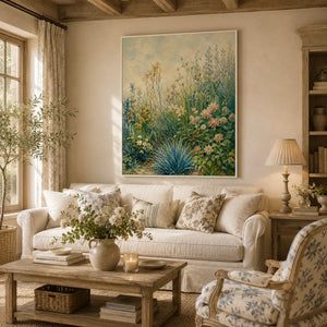 Blue Meadow Botanical Wall Art room scene 3 | Oildeco