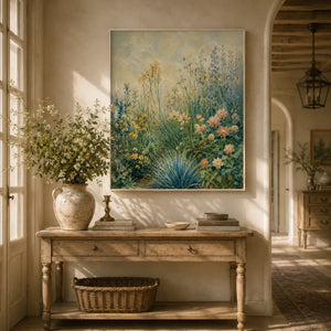 Blue Meadow Botanical Wall Art room scene 4 | Oildeco