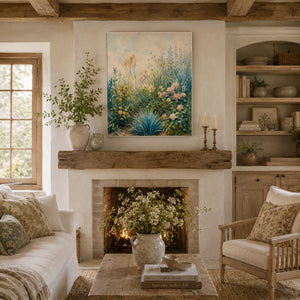Blue Meadow Botanical Wall Art room scene 5 | Oildeco