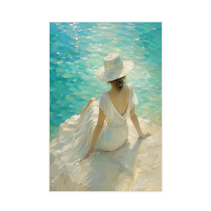 Sun Hat Shore Figure Wall Art | Oildeco
