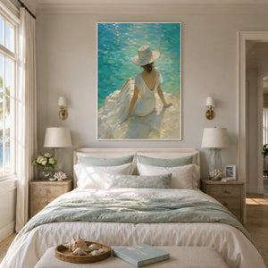 Sun Hat Shore Figure Wall Art artwork view | Oildeco
