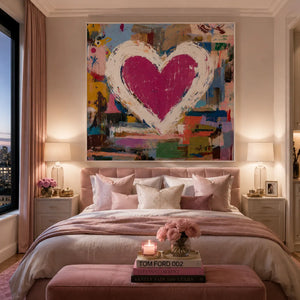 Pink Heart Abstract Wall Art artwork view | Oildeco