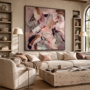 Blush Motion Abstract Wall Art artwork view | Oildeco