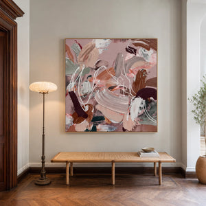 Blush Motion Abstract Wall Art displayed in a refined entryway | OILDECO