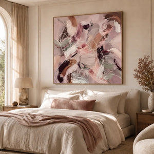Blush Motion Abstract Wall Art room scene 3 | Oildeco