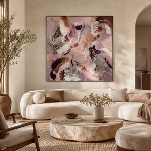 Blush Motion Abstract Wall Art room scene 4 | Oildeco
