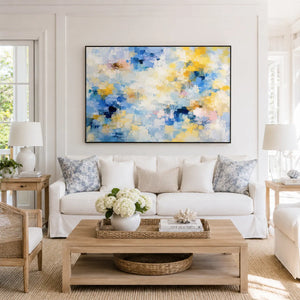 Blue Gold Cloud Abstract Wall Art artwork view | Oildeco