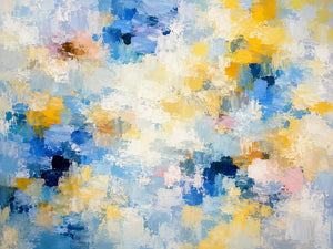 Blue Gold Cloud Abstract Wall Art room scene 2 | Oildeco