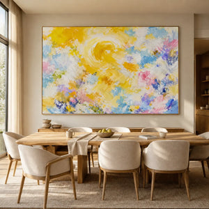 Golden Spiral Abstract Wall Art room scene 2 | Oildeco