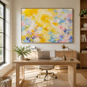 Golden Spiral Abstract Wall Art room scene 7 | Oildeco
