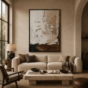 Earthen Divide Abstract Wall Art styled in a contemporary entryway | Oildeco