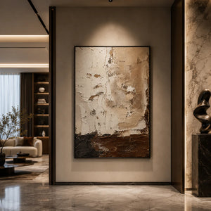 Earthen Divide Abstract Wall Art styled in a entryway | OILDECO