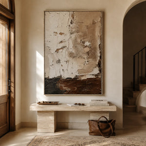 Earthen Divide Abstract Wall Art styled in a entryway | OILDECO