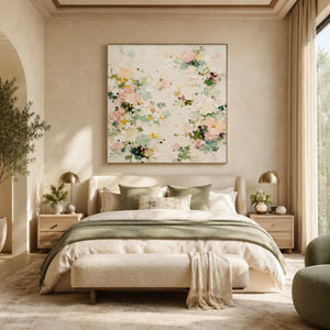 Soft Blossom Floral Wall Art room scene 2 | Oildeco