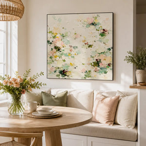 Soft Blossom Floral Wall Art room scene 5 | Oildeco