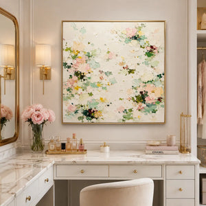 Soft Blossom Floral Wall Art room scene 6 | Oildeco