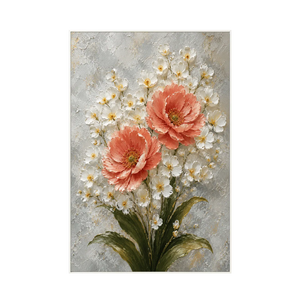 Coral Blossom Floral Wall Art | Oildeco