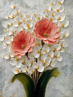 Original artwork view of Coral Blossom Floral Wall Art | OILDECO