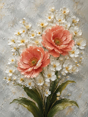 Coral Blossom Floral Wall Art room scene 2 | Oildeco