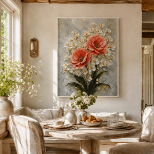 Coral Blossom Floral Wall Art room scene 6 | Oildeco