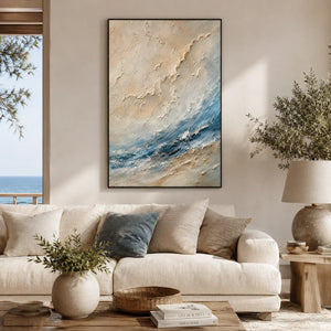 Ivory Wave Seascape Wall Art artwork view | Oildeco