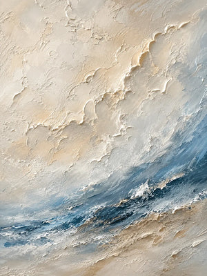 Ivory Wave Seascape Wall Art room scene 2 | Oildeco