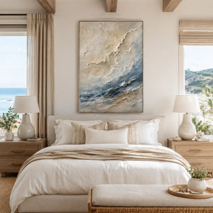 Ivory Wave Seascape Wall Art room scene 4 | Oildeco