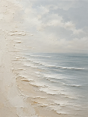 Original artwork view of Quiet Shore Seascape Wall Art | OILDECO