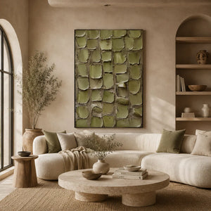 Olive Tile Textured Wall Art artwork view | Oildeco