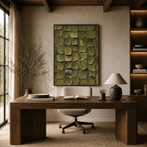 Olive Tile Textured Wall Art styled in a office | OILDECO