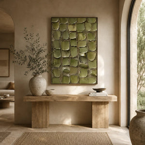 Olive Tile Textured Wall Art room scene 3 | Oildeco