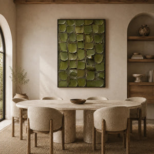 Olive Tile Textured Wall Art styled in a dining room | OILDECO