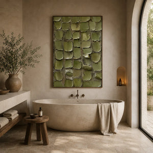 Olive Tile Textured Wall Art room scene 6 | Oildeco