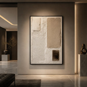 Soft Blocks Textured Wall Art styled in a modern living room | Oildeco