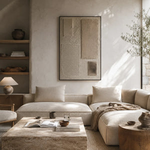 Soft Blocks Textured Wall Art styled in a contemporary entryway | Oildeco