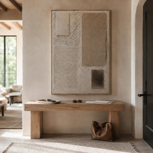 Soft Blocks Textured Wall Art displayed in a bright dining room | Oildeco