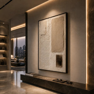 Soft Blocks Textured Wall Art styled in a contemporary entryway | Oildeco