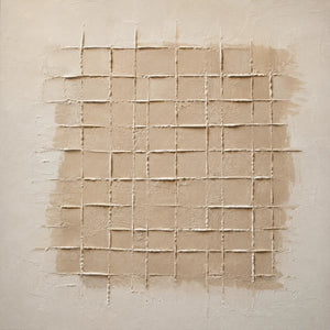 Linen Grid Relief Wall Art room scene 2 | Oildeco