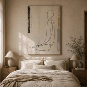 Seated Line Figure Wall Art room scene 2 | Oildeco