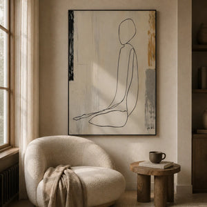 Seated Line Figure Wall Art room scene 3 | Oildeco
