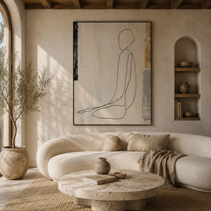 Seated Line Figure Wall Art room scene 4 | Oildeco